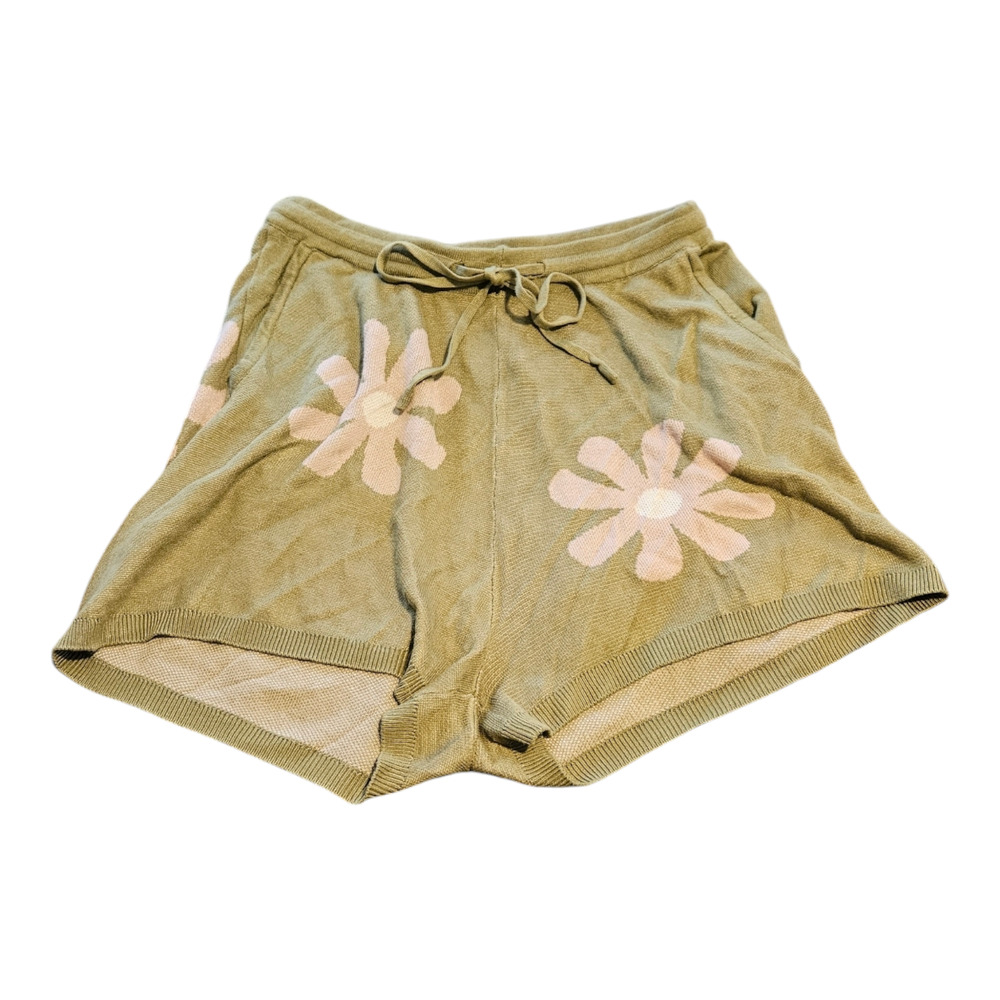 Ekouaer Small Green Floral Drawstring Closure Shorts